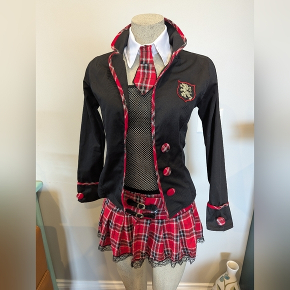 Coquette Seductive Schoolgirl Costume with Black Jacket Women's Sz S/M New - Picture 15 of 15